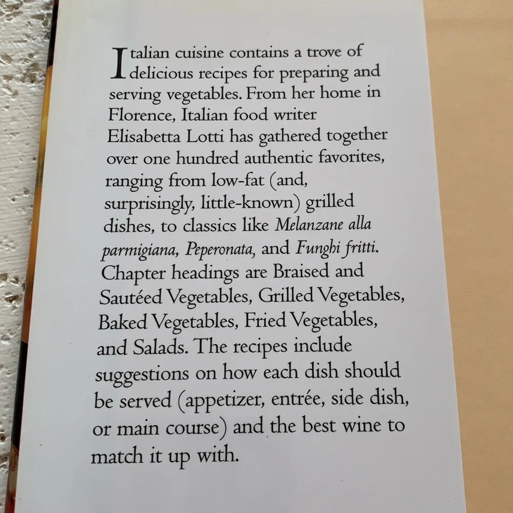 VERDURE Vegetables the Italian way cookbook.
